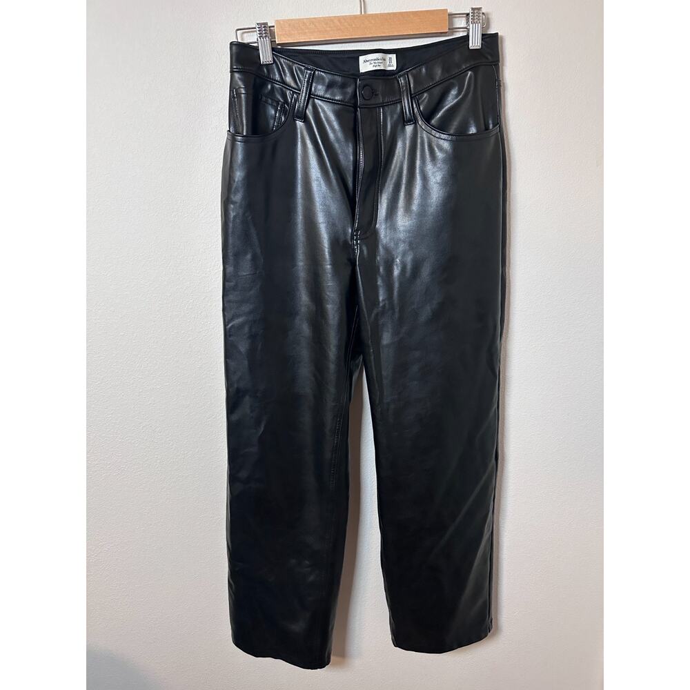 Abercrombie & Fitch size 30 10 Vegan Leather Ankle Ultra High Rise Pants Black